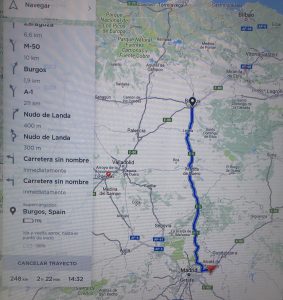 Ruta Madrid-Burgos. Salida con un 86%, llegada con un 11% de batería. Ruta Madrid-Burgos. Salida con un 86%, llegada con un 11% de batería.