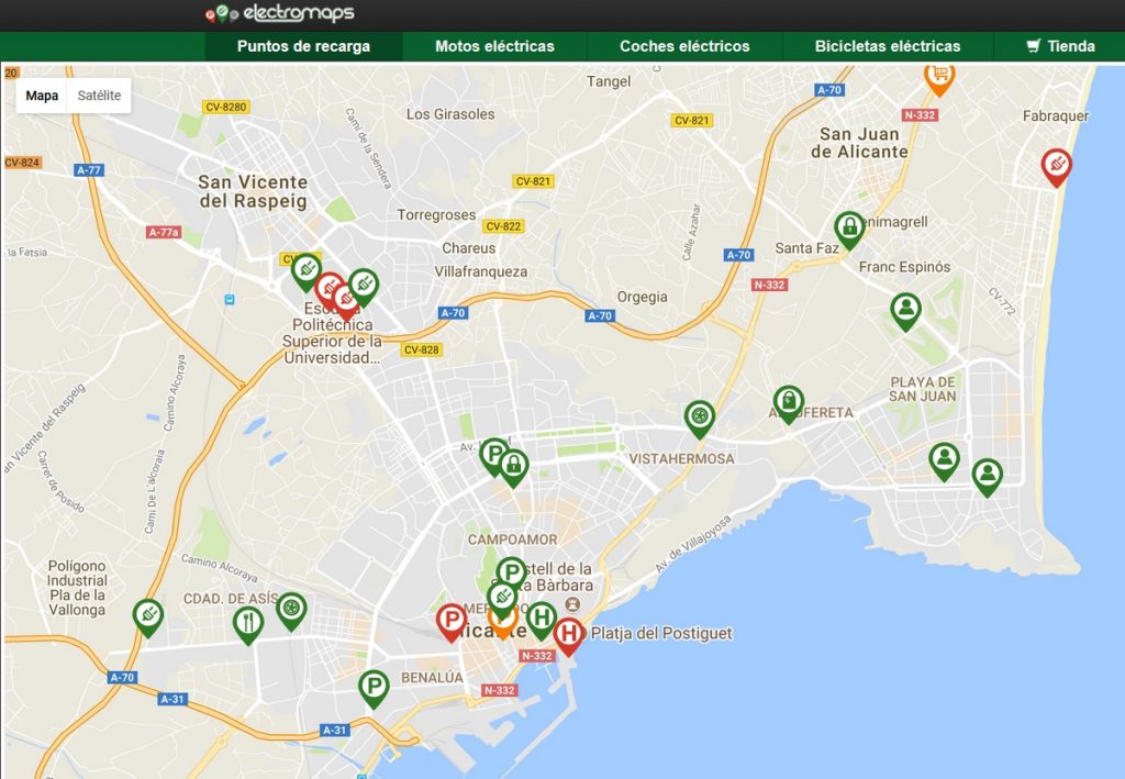 Web de Electromaps: Alicante
