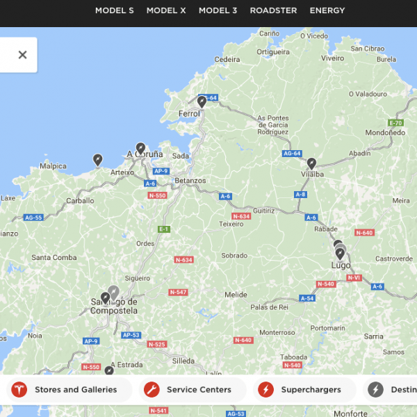 puntos de carga Tesla Galicia