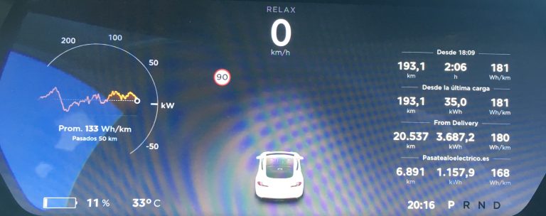 Viaje Madrid-Alicante en Tesla Model S 75. Llegada Supercharger Albacete.
