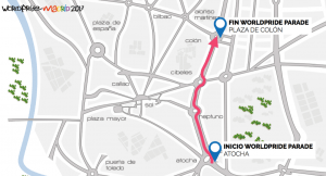 Recorrido del desfile del Orgullo Gay Madrid 2017