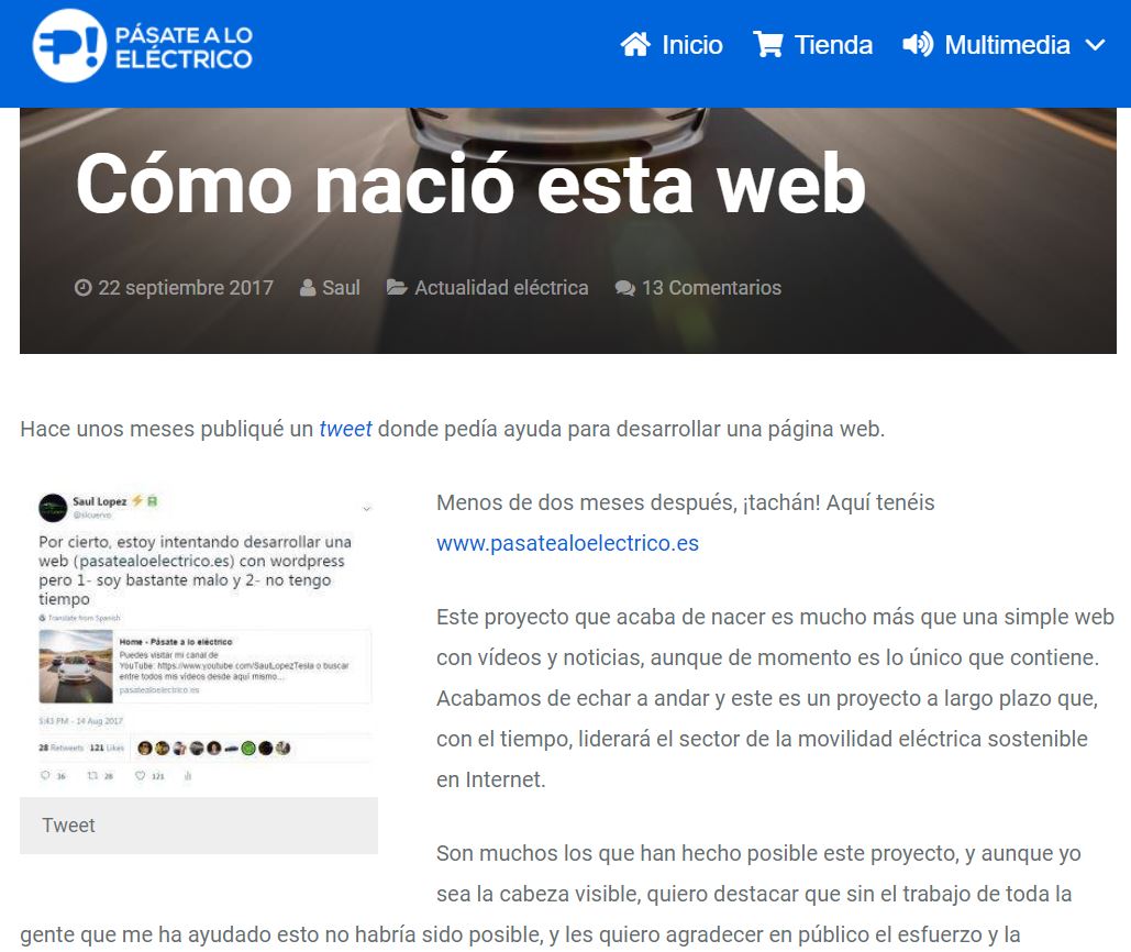 Este es el primer artículo publicado en la web pasatealoelectrico.es Este es el primer artículo publicado en la web pasatealoelectrico.es