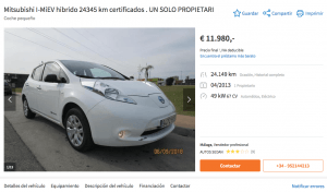 anuncio Miev Leaf con errores autoscout24 Malaga