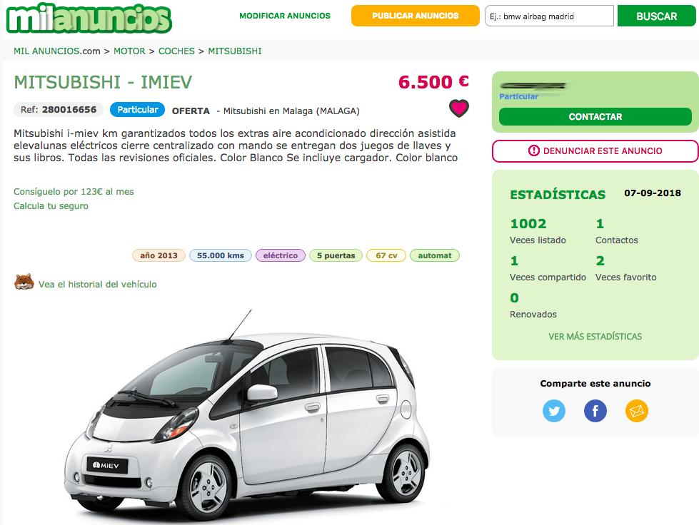 anuncio trillizo MiEV barato Milanuncios Malaga