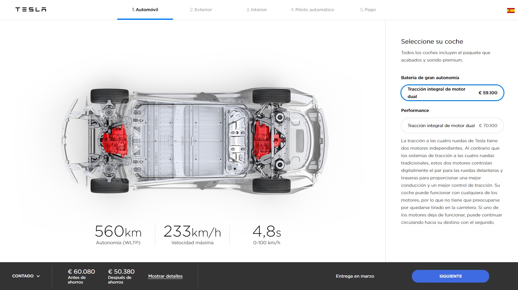 Configurador Tesla Model 3 España. Precio: 60.080 € (IVA incluido). Comprende: 59.100 € + 980 € de gastos de matriculación. Configurador Tesla Model 3 España. Precio: 60.080 € (IVA incluido). Comprende: 59.100 € + 980 € de gastos de matriculación.