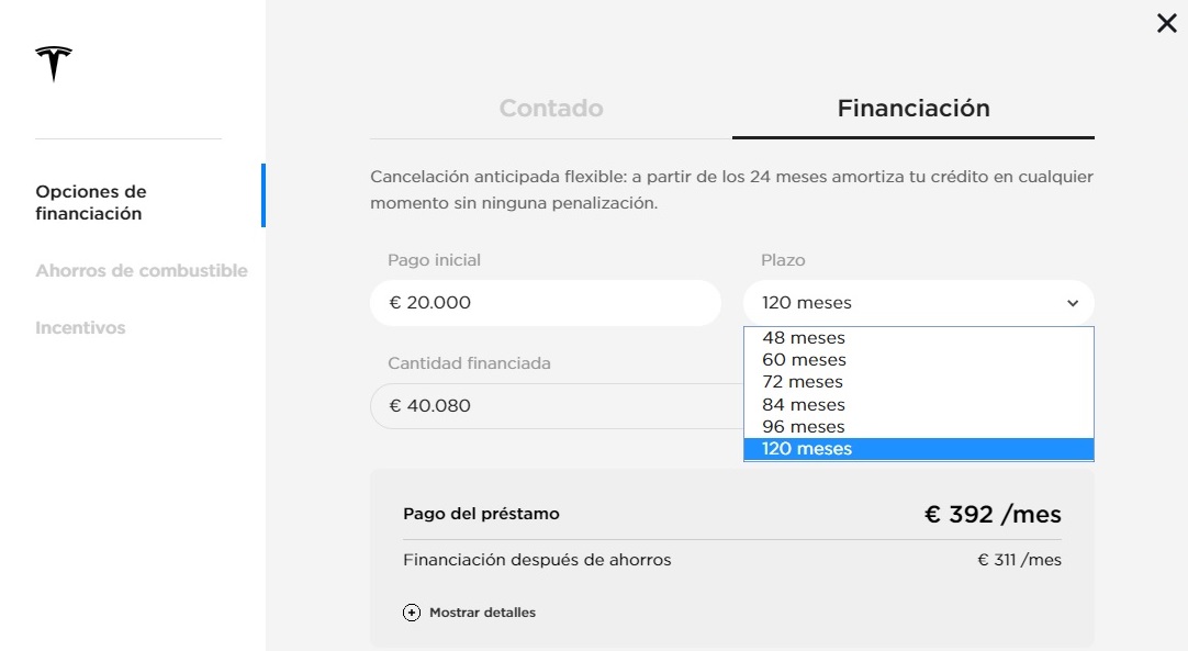 Financiación Tesla Model 3 en España. Fuente: Tesla.com Financiación Tesla Model 3 en España. Fuente: Tesla.com
