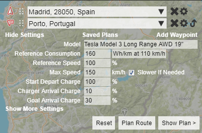 Definiendo la ruta de Madrid a Oporto en abetterrouterplanner.com Definiendo la ruta de Madrid a Oporto en abetterrouterplanner.com